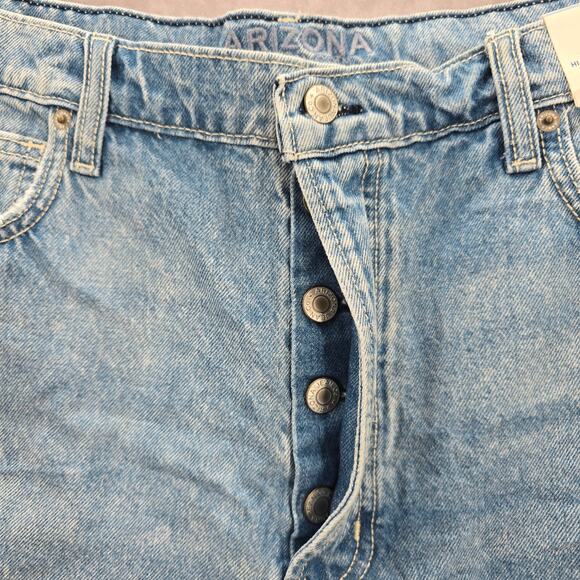 Arizona Jeans Co Blue Hi Rise Button Jeans Cotton Denim Pants Shorts Plus 19 - Picture 5 of 7